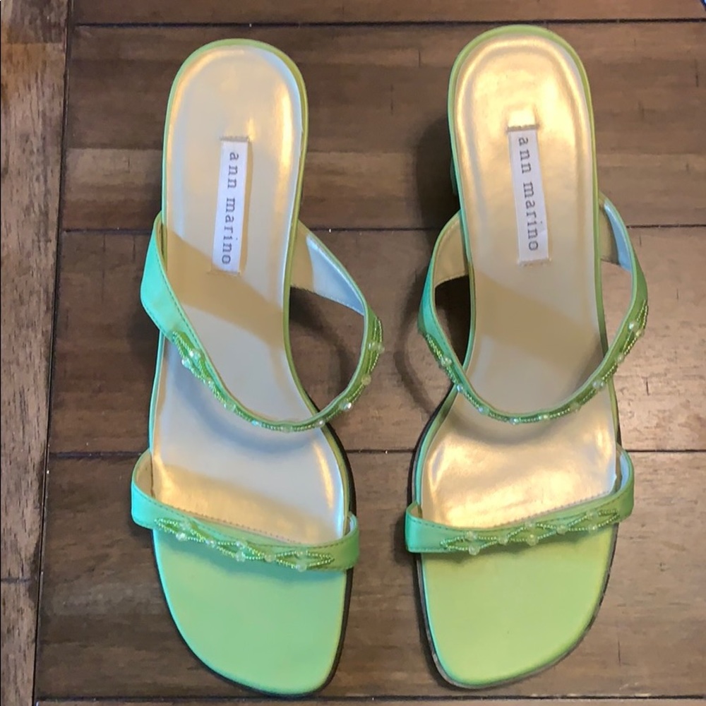 Ann Marino Lime Green Beaded Sandals Size 10M